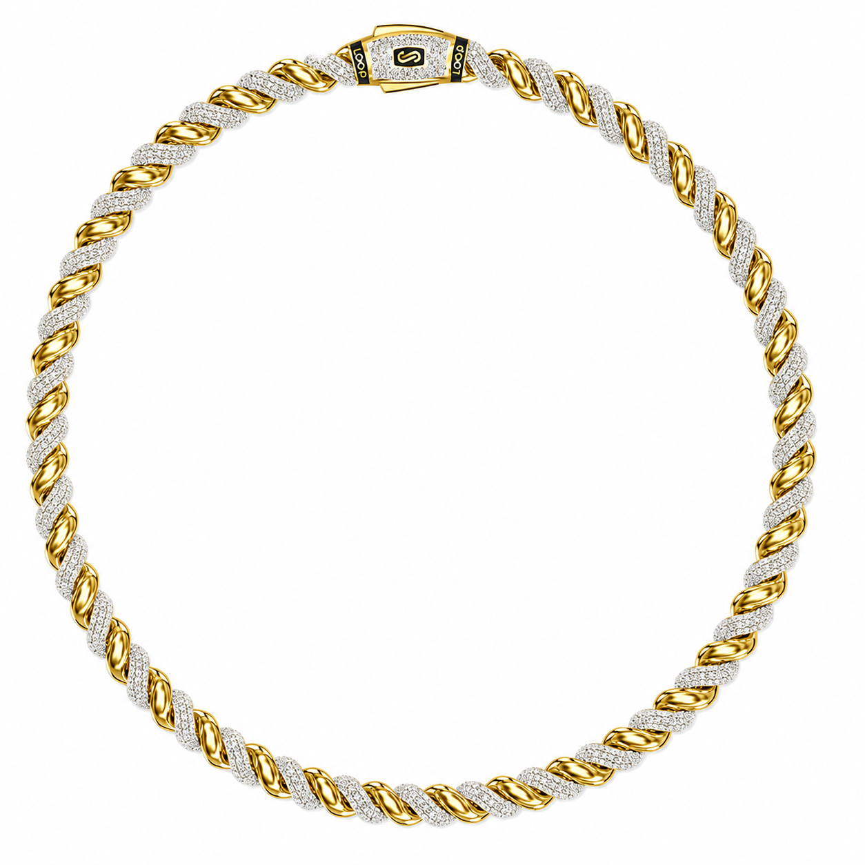 14K Yellow Gold Monaco Two-Tone Loop Necklace