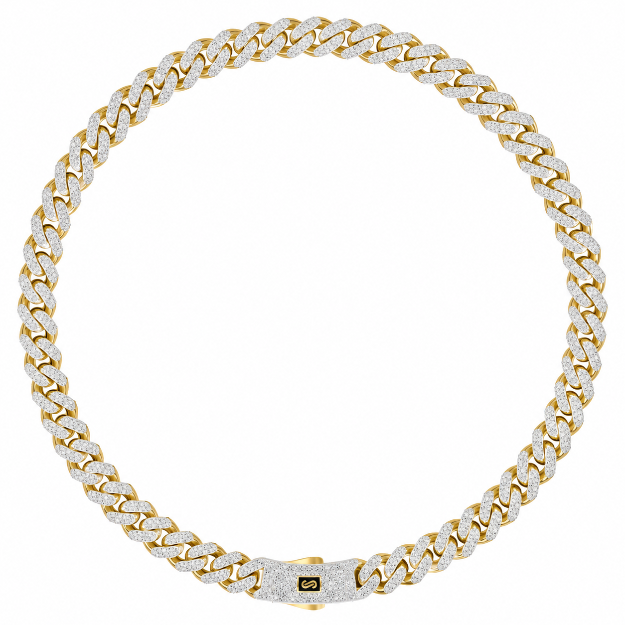 14K Yellow Gold Monaco Classic Full Pave Chain