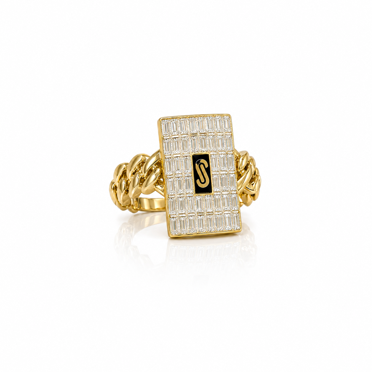 14K Yellow Gold Monaco Baguette Statement Ring