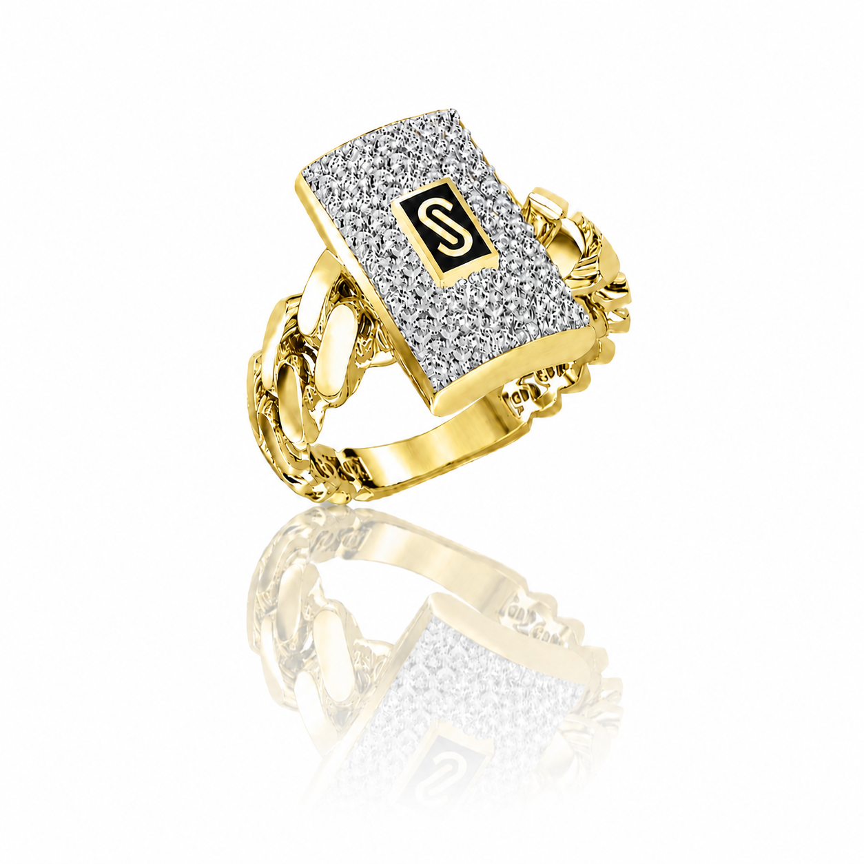 14K Yellow Gold Monaco Pave Ring
